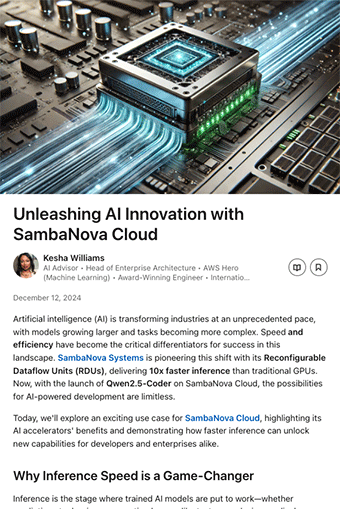 Unleashing AI Innovation with SambaNova Cloud byKesha Williams