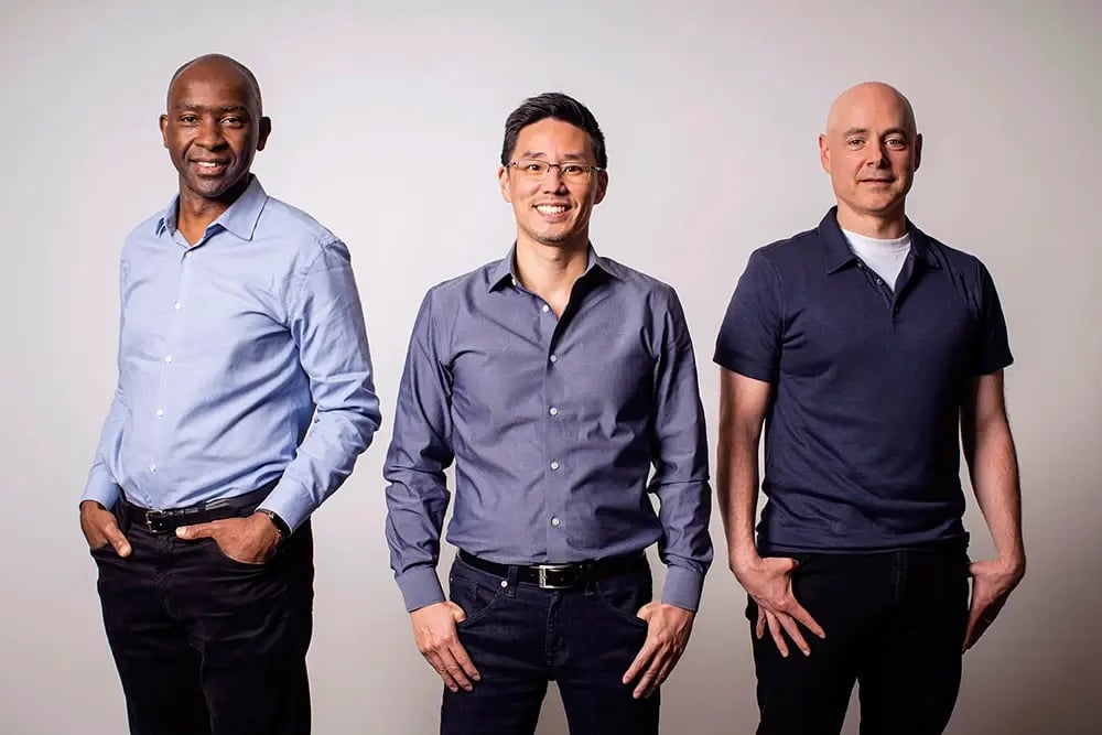 SambaNova co-founders Kunle Olukotun, Rodrigo Liang, and Christopher Ré