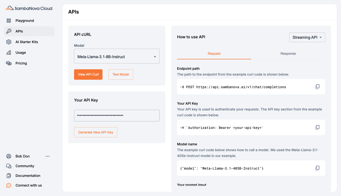 Free AI API Key for Inference Platform with Fast Llama 3 Models